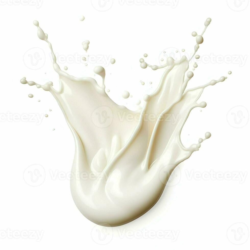 Splash of milk or cream isolated on a white background. High quality. AI Generative photo