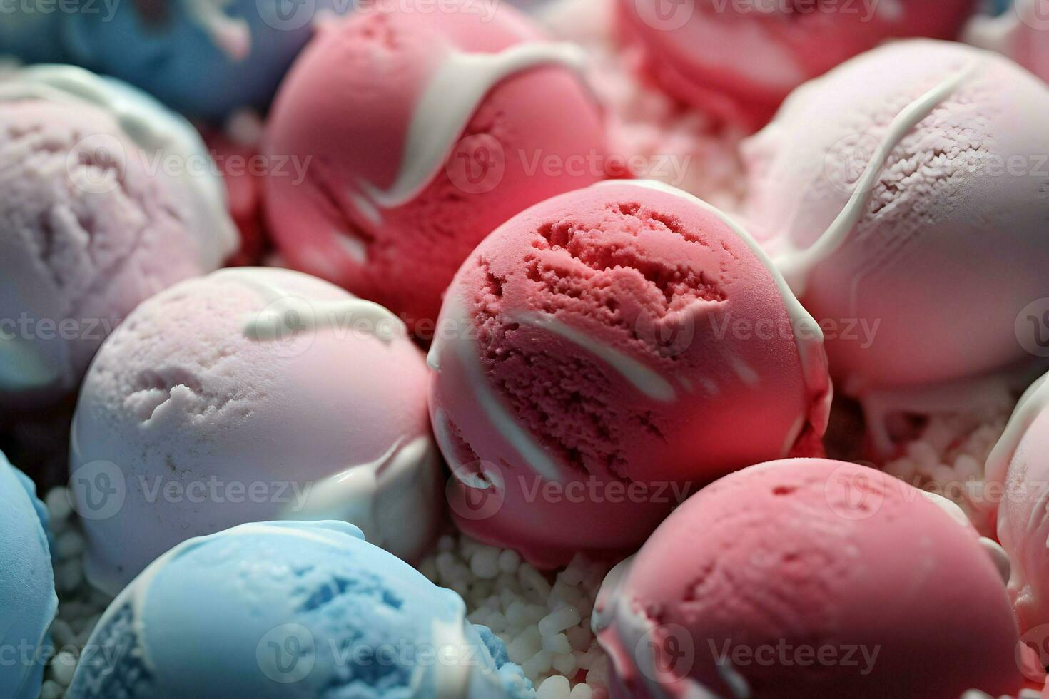 Close-up photo icecream balls. High-resolution. AI Generative