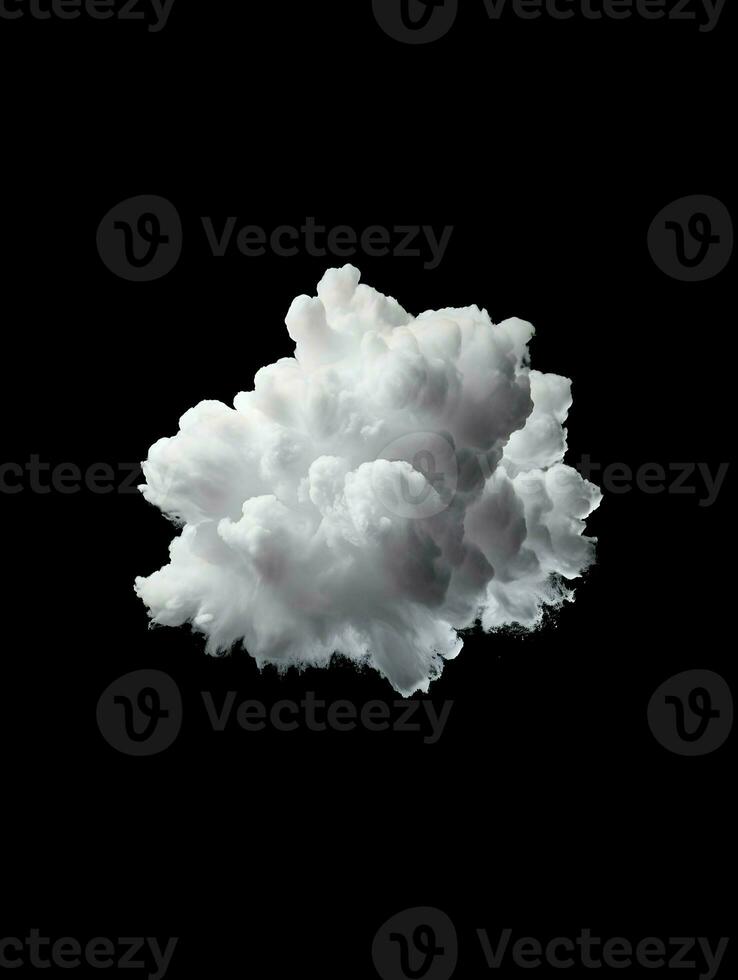 Little tiny realistic cloud solid black background. High quality. AI Generative photo