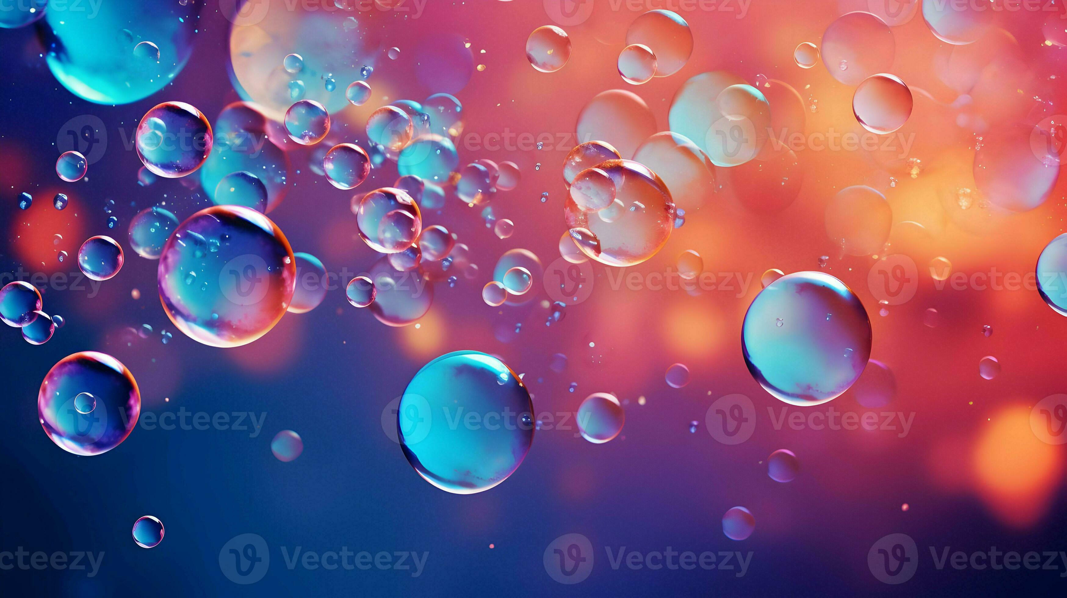Abstract desktop wallpaper background with flying bubbles. High