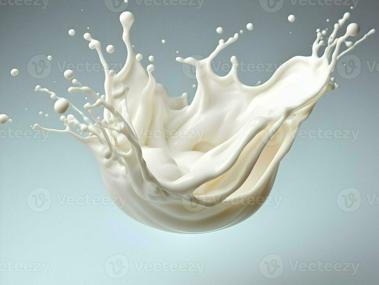 Splash of milk or cream isolated on white background. High quality. AI Generative photo