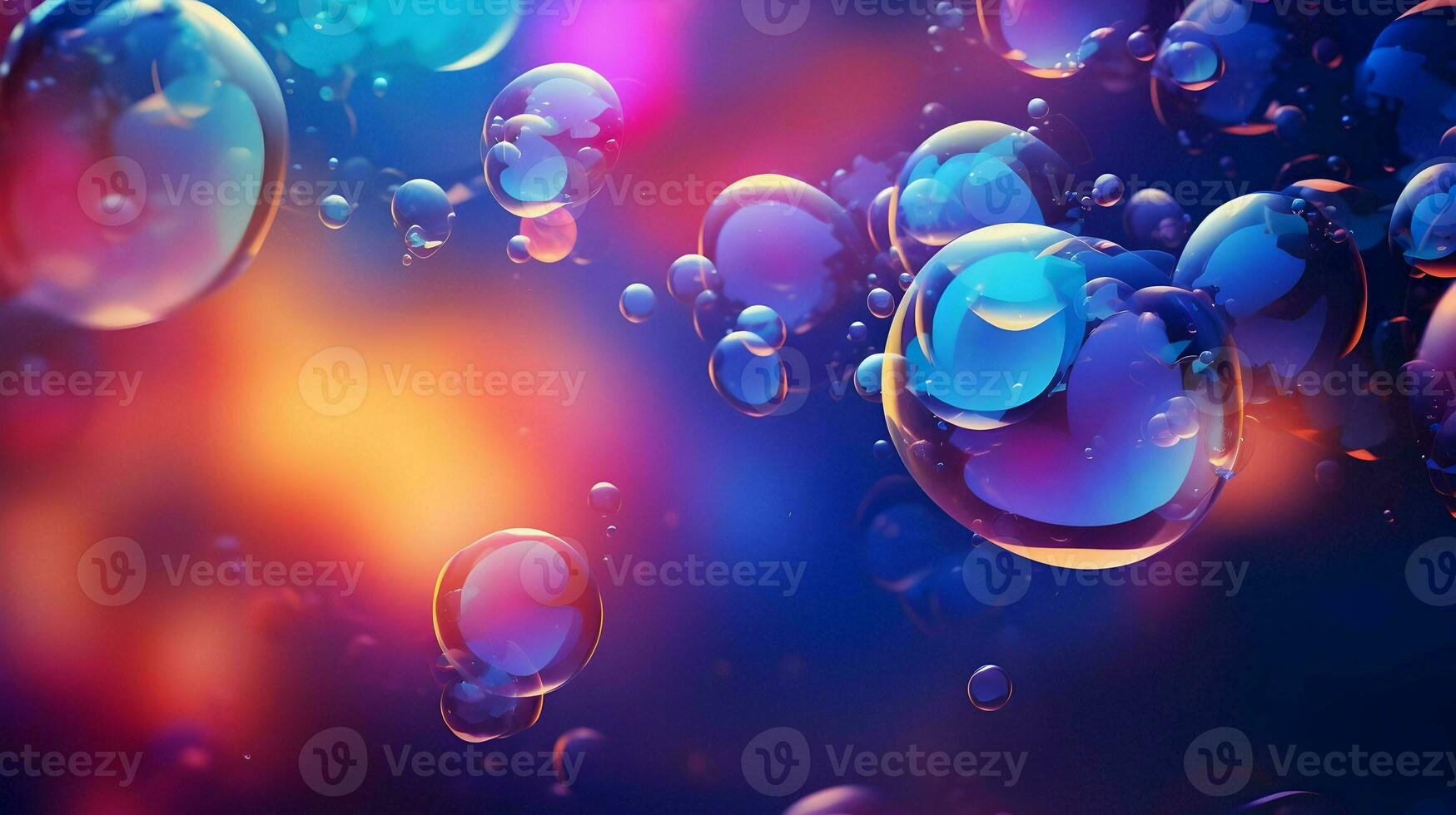Abstract desktop wallpaper background with flying bubbles. High-resolution. AI Generative photo
