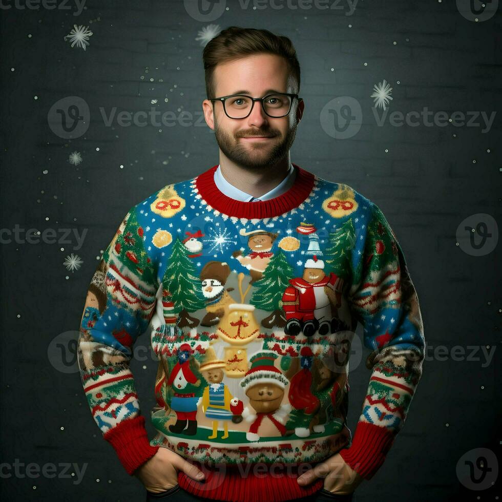 National Ugly Christmas Sweater Day. High-resolution. AI Generative photo