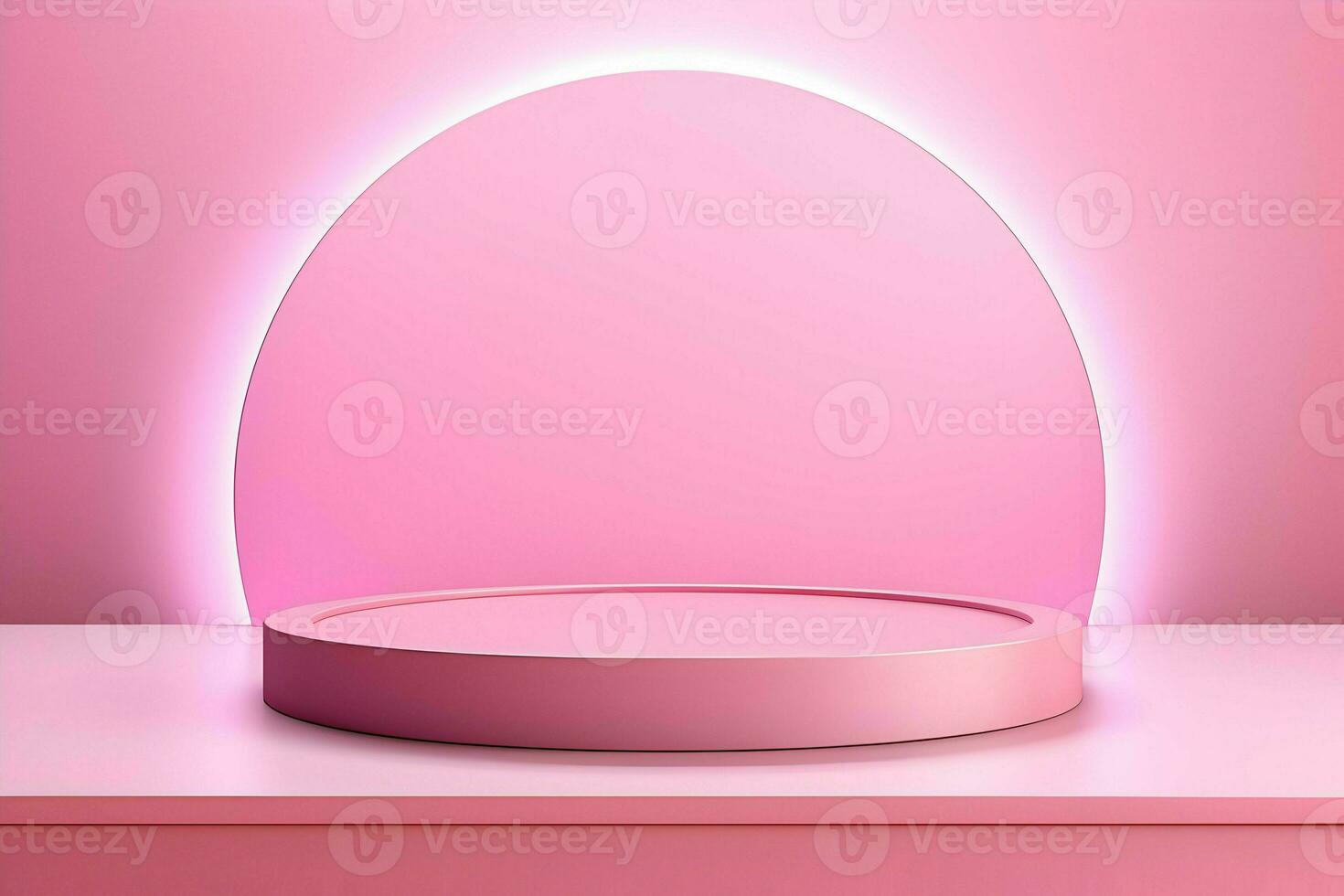 Podium pedestal showcase for cosmetic products present with light. High-resolution. AI Generative photo