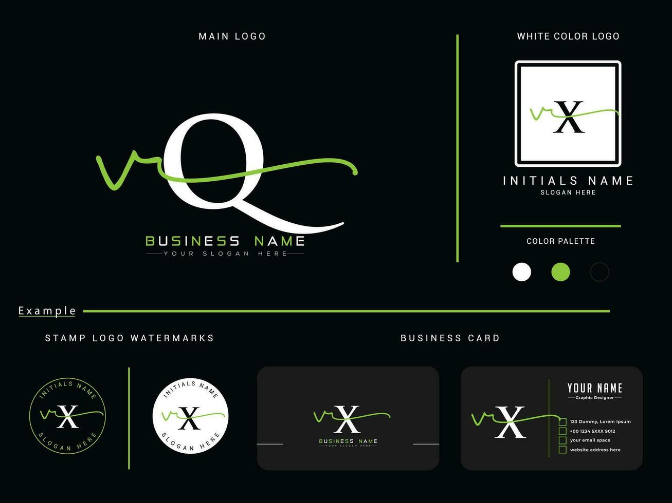 Luxury Vq Fashion Logo Letter, Initial Vq qv Signature Circle Apparel Logo Branding vector