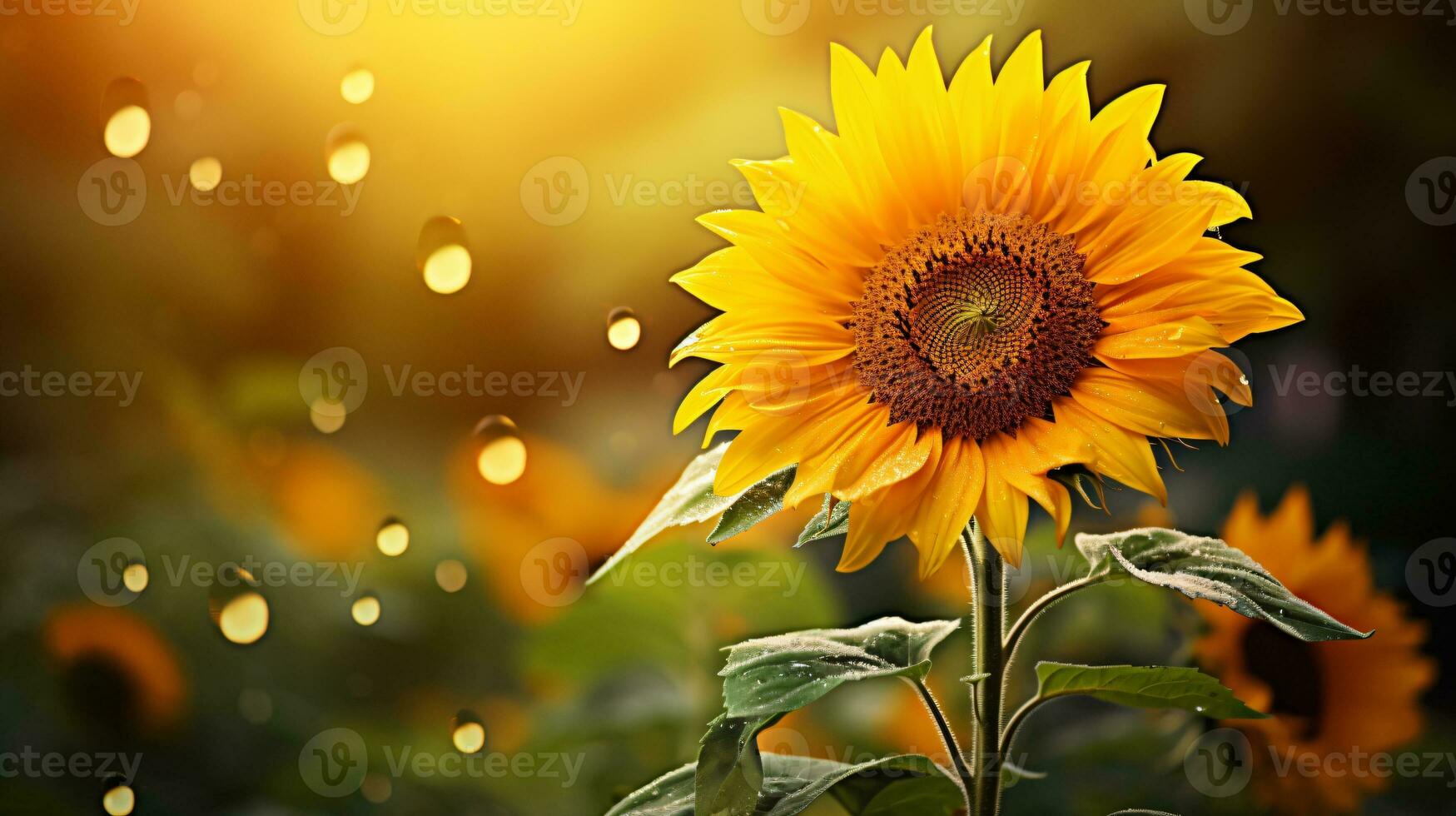 Beautiful sunflowers with blurred background, AI generated photo