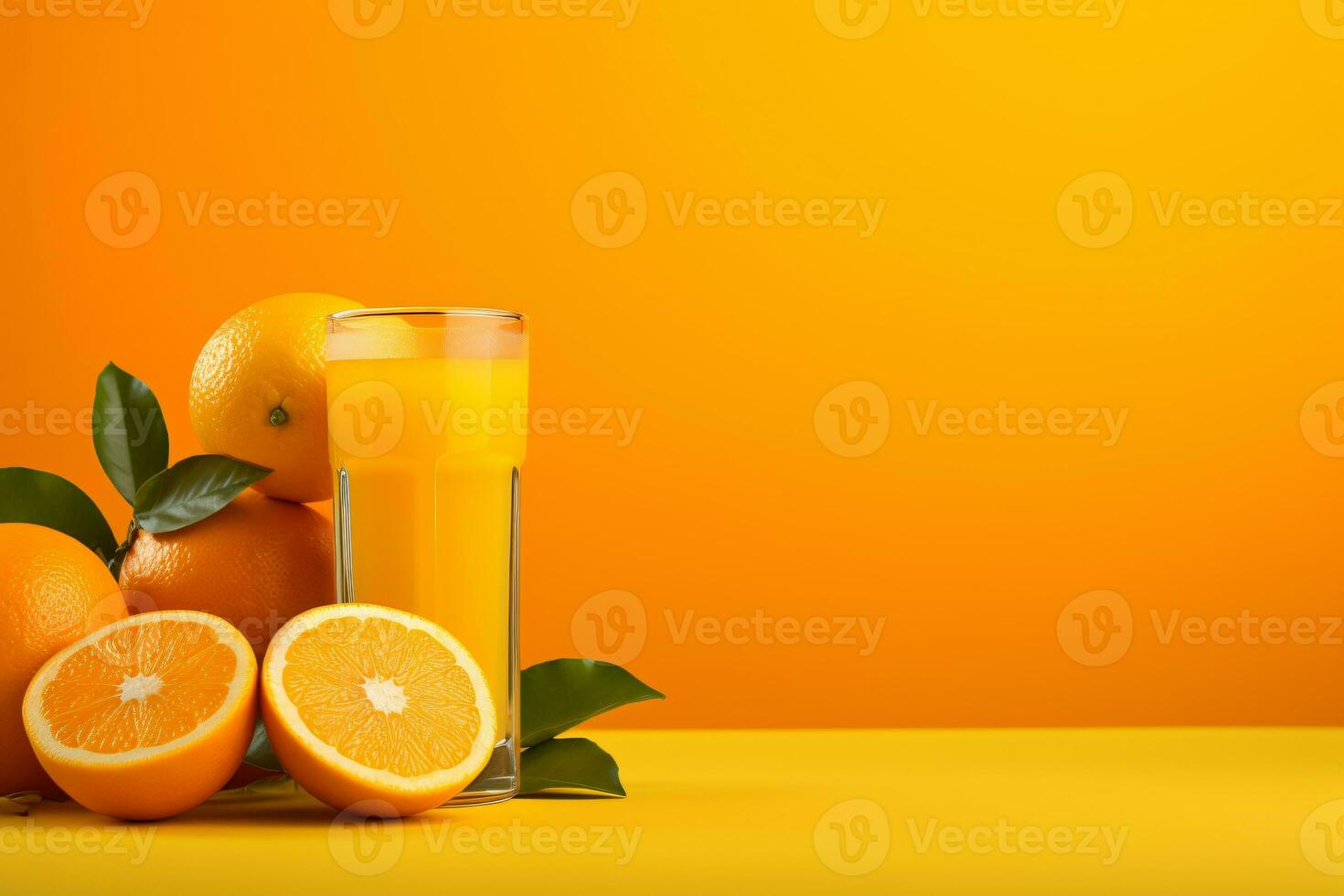 fruit juice on an orange background, AI Generated photo