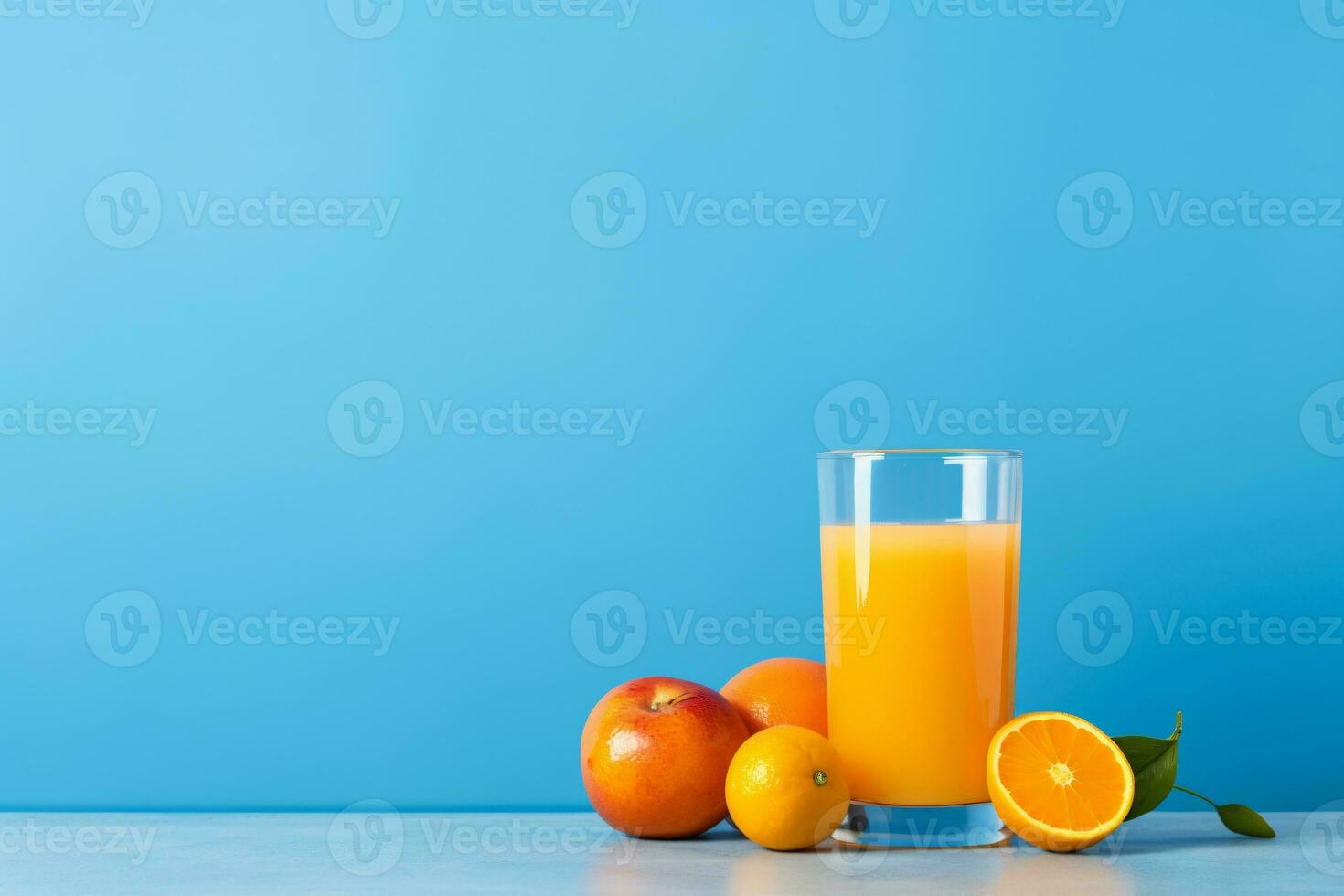 fruit juice on a blue background, AI Generated photo