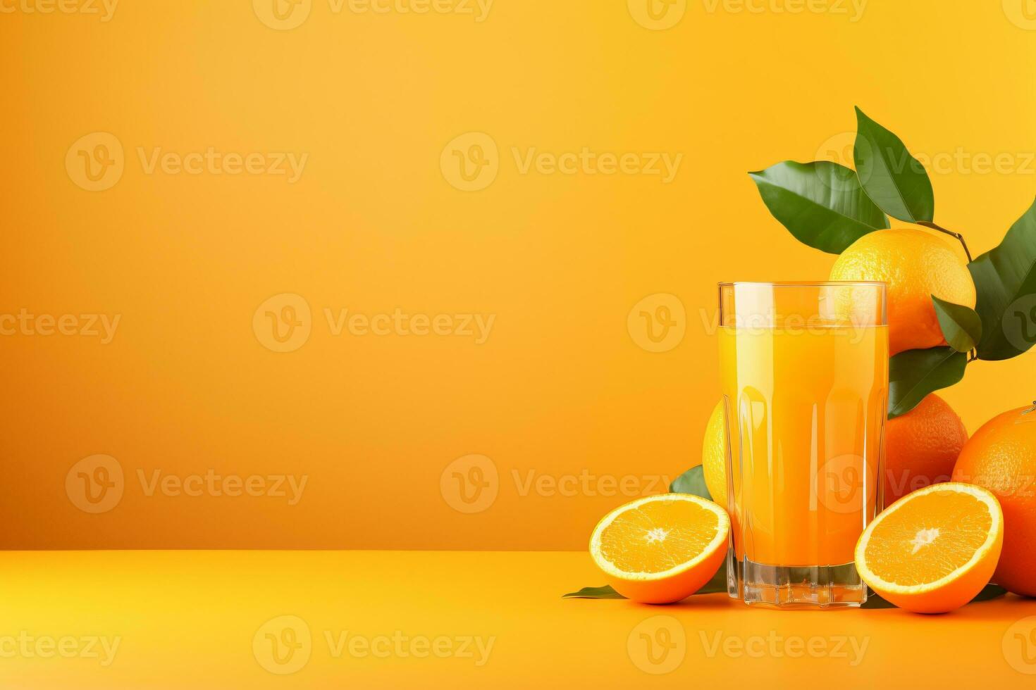 fruit juice on an orange background, AI Generated photo