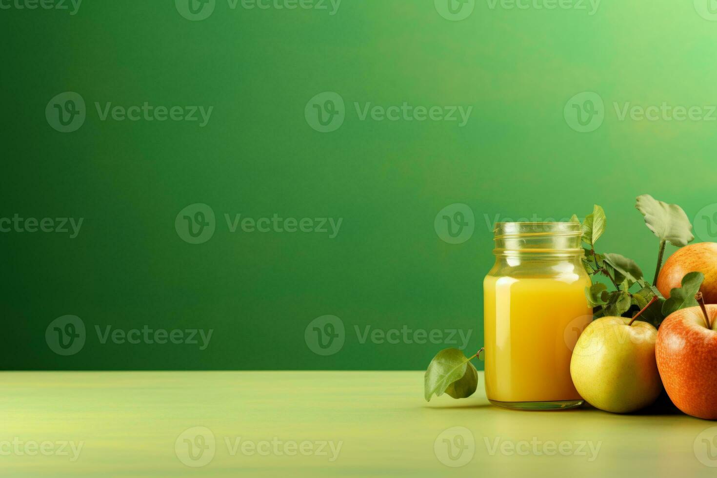fruit juice on a green background, AI Generated photo