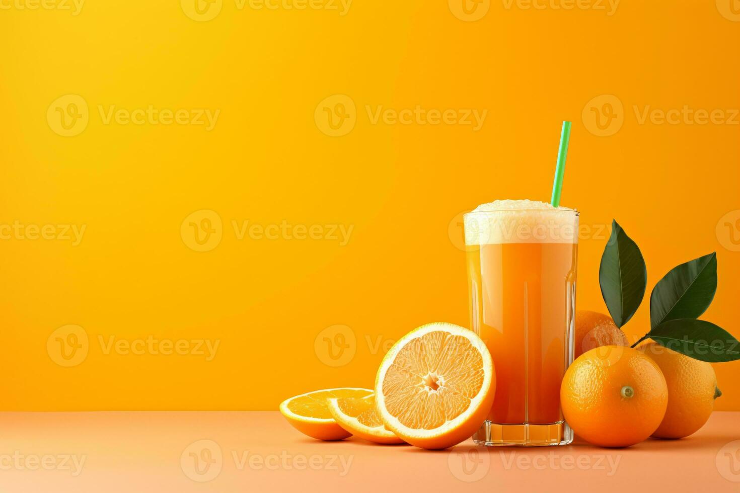 fruit juice on an orange background, AI Generated photo