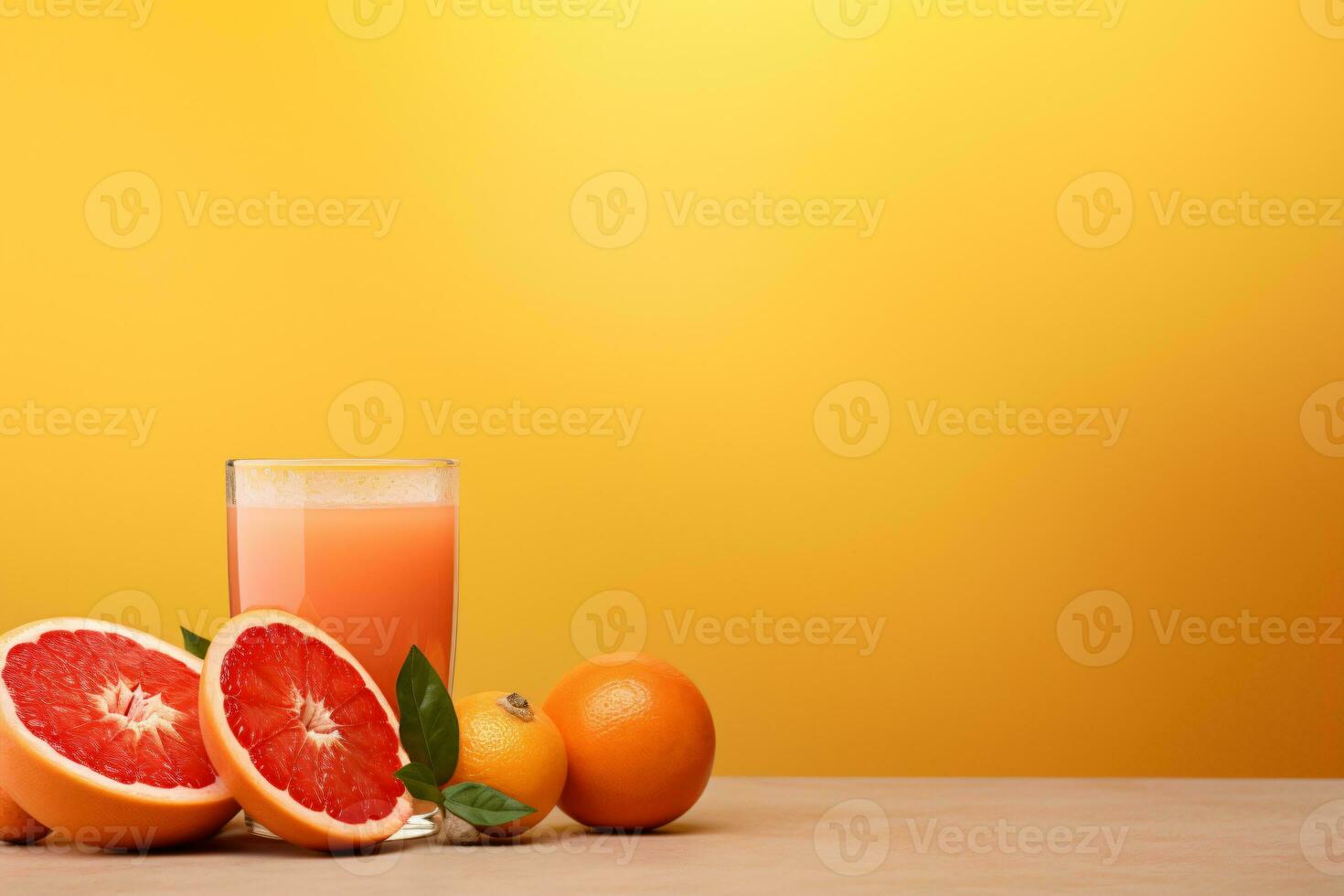 fruit juice on a beige background, AI Generated photo