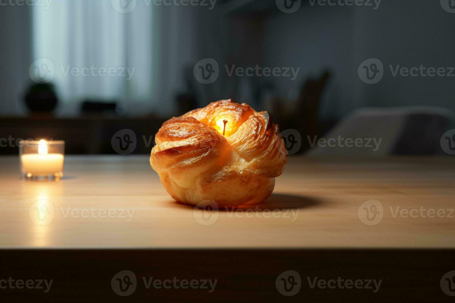 Warm baked apples on the table, AI generated photo