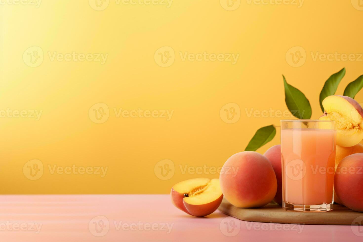 fruit juice on a peach background, AI Generated photo