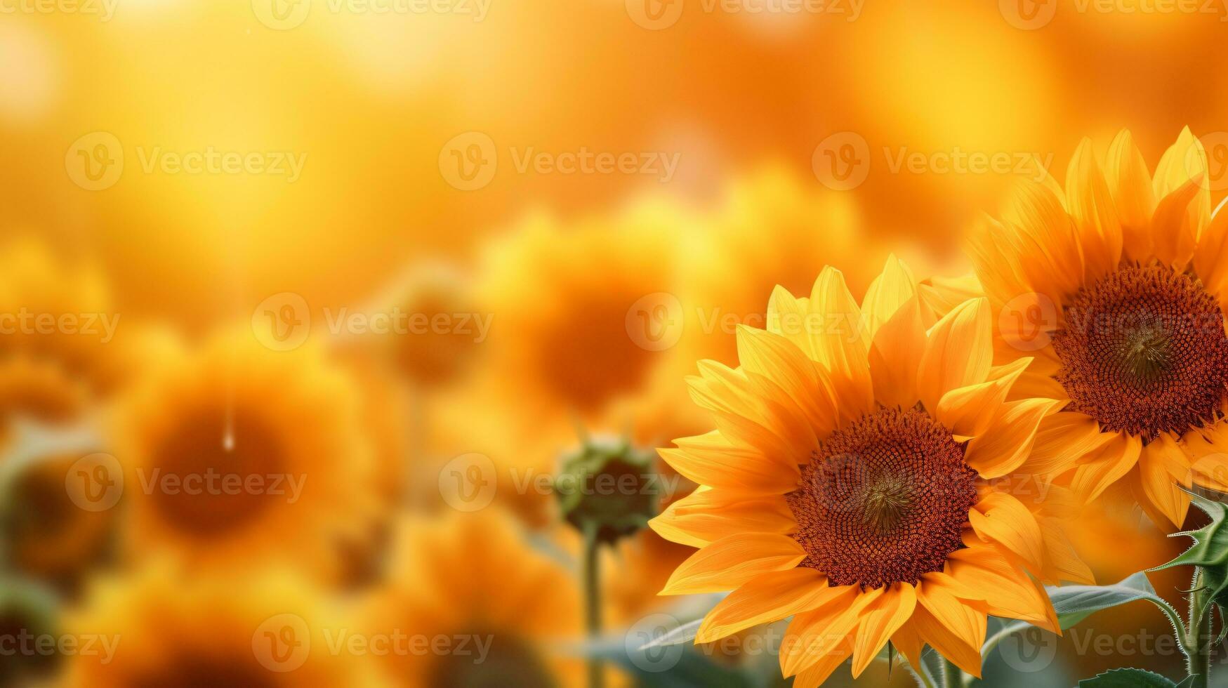Beautiful sunflowers with blurred background, AI generated photo