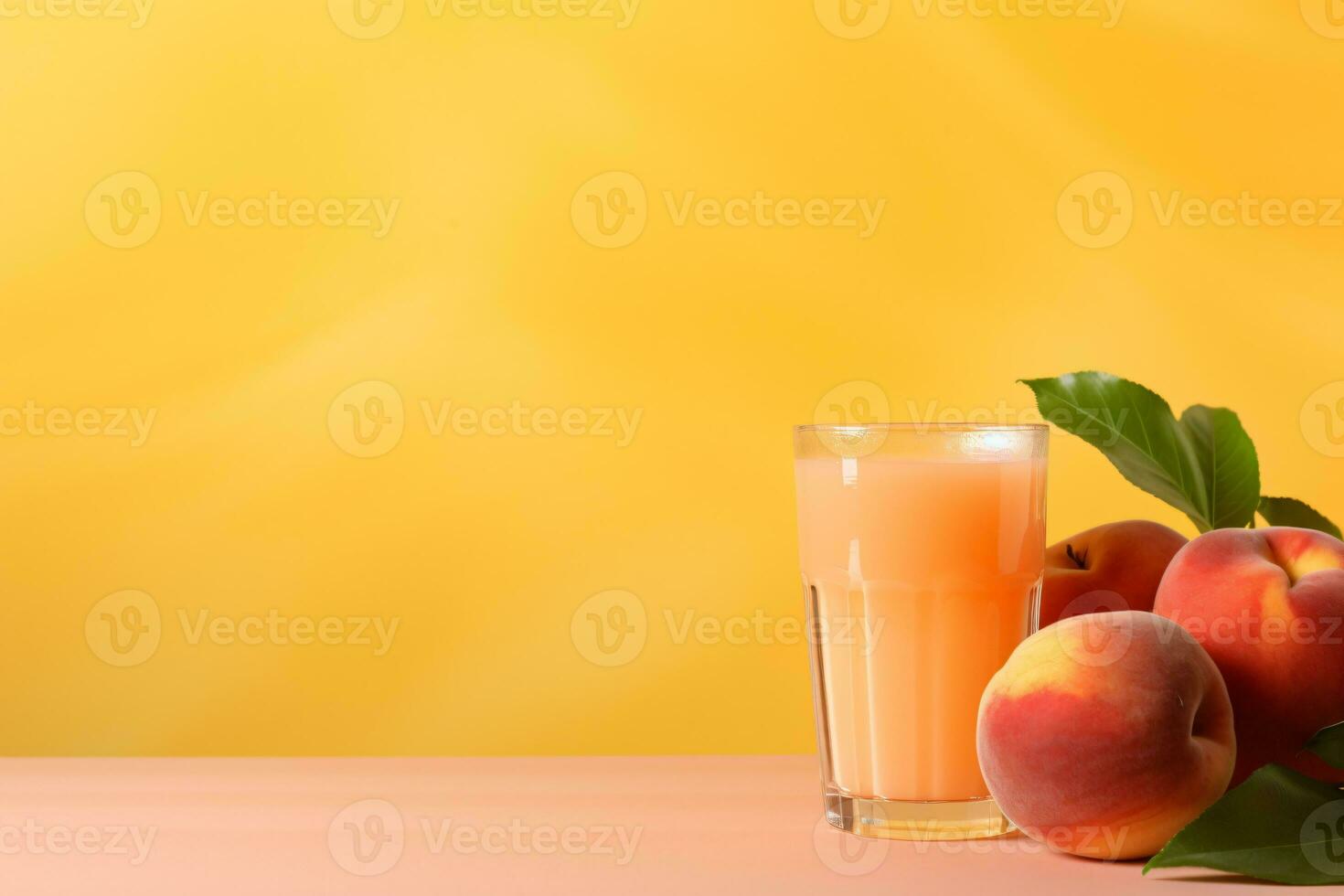 fruit juice on a peach background, AI Generated photo