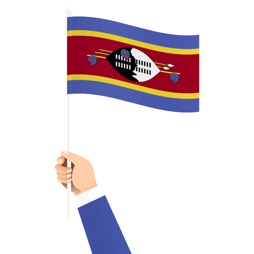 Hand Holding Eswatini National Flag Isolated Transparent Simple Illustration png