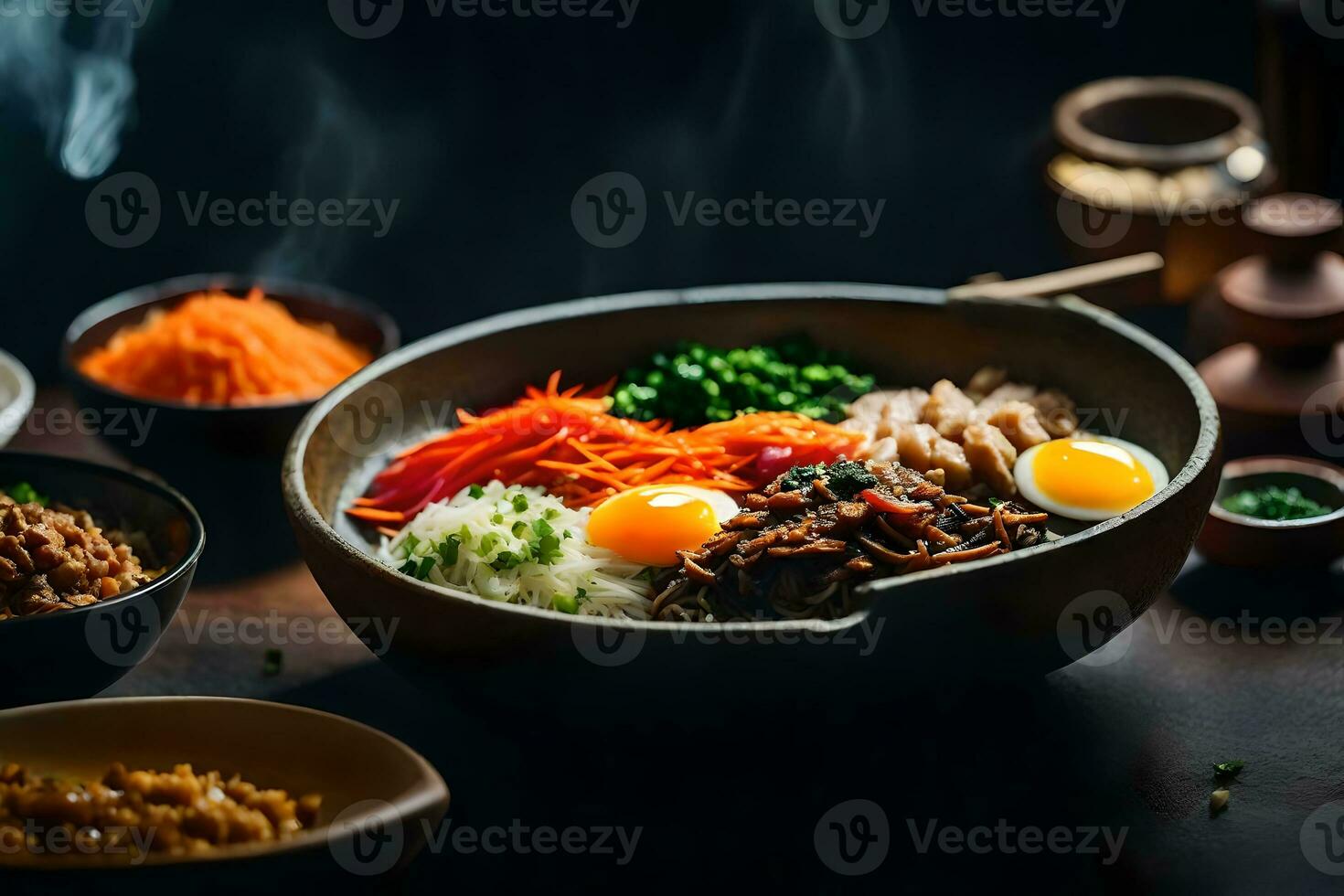 The camera is getting nearer to show a delicious and popular Korean dish named Bibimbap Sometimes, it can be difficult to understand what is going on or why something is happening AI Generated photo