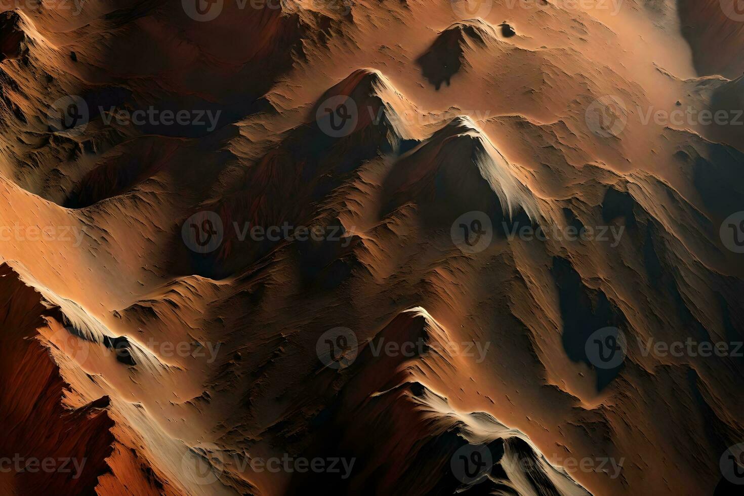 The view of the rocky land and deep valleys in Valles Marineris on Mars is really amazing when seen from outer space AI Generated photo