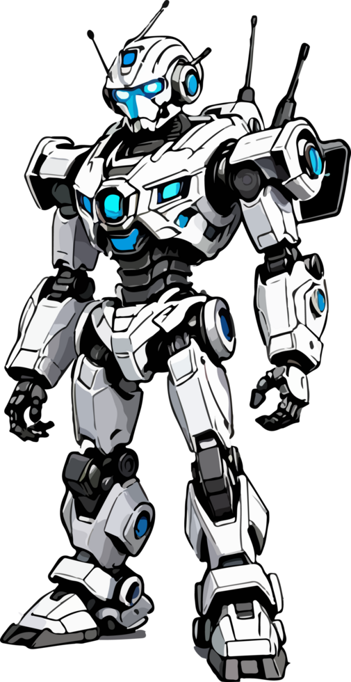 White Robot Mascot Clip Art AI Generative png