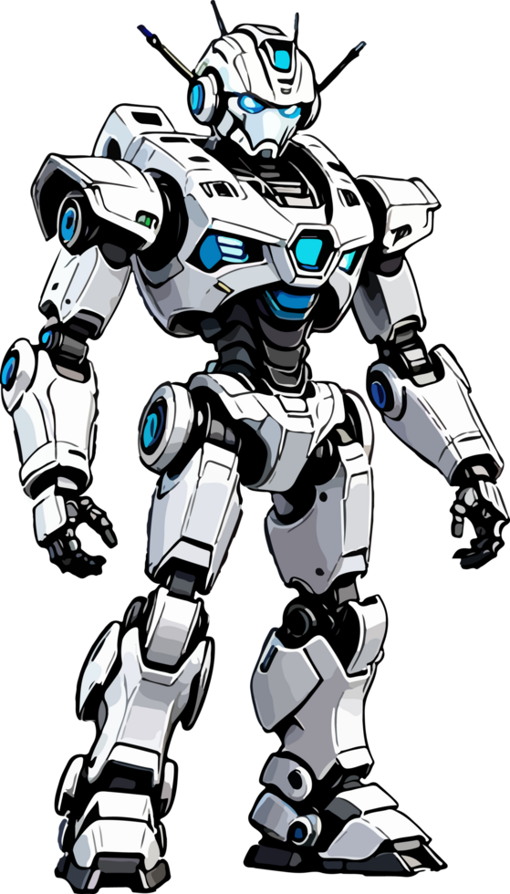 White Robot Mascot Clipart AI Generative png