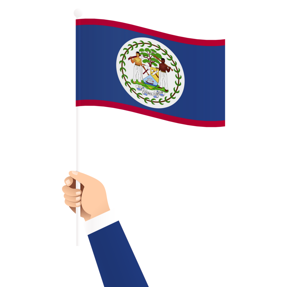 Hand Holding Belize National Flag Isolated Transparent Simple Illustration png