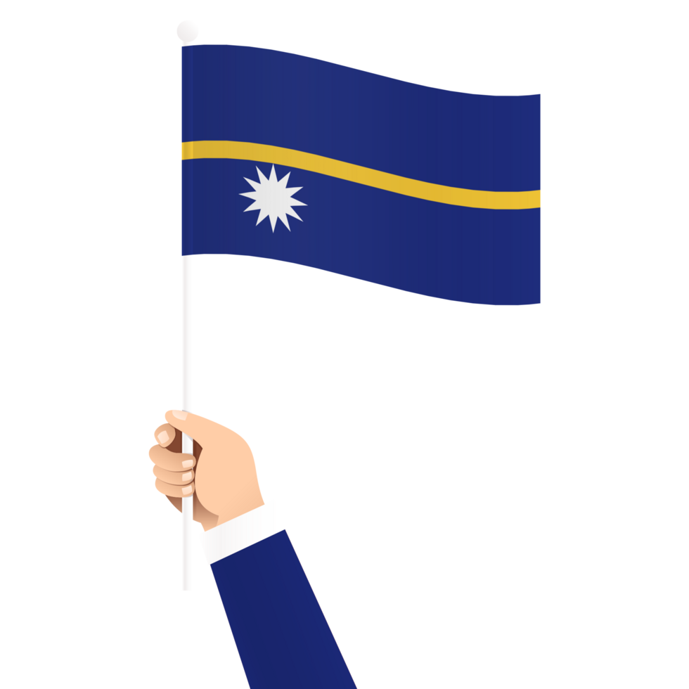 Hand Holding Nauru National Flag Isolated Transparent Simple Illustration png