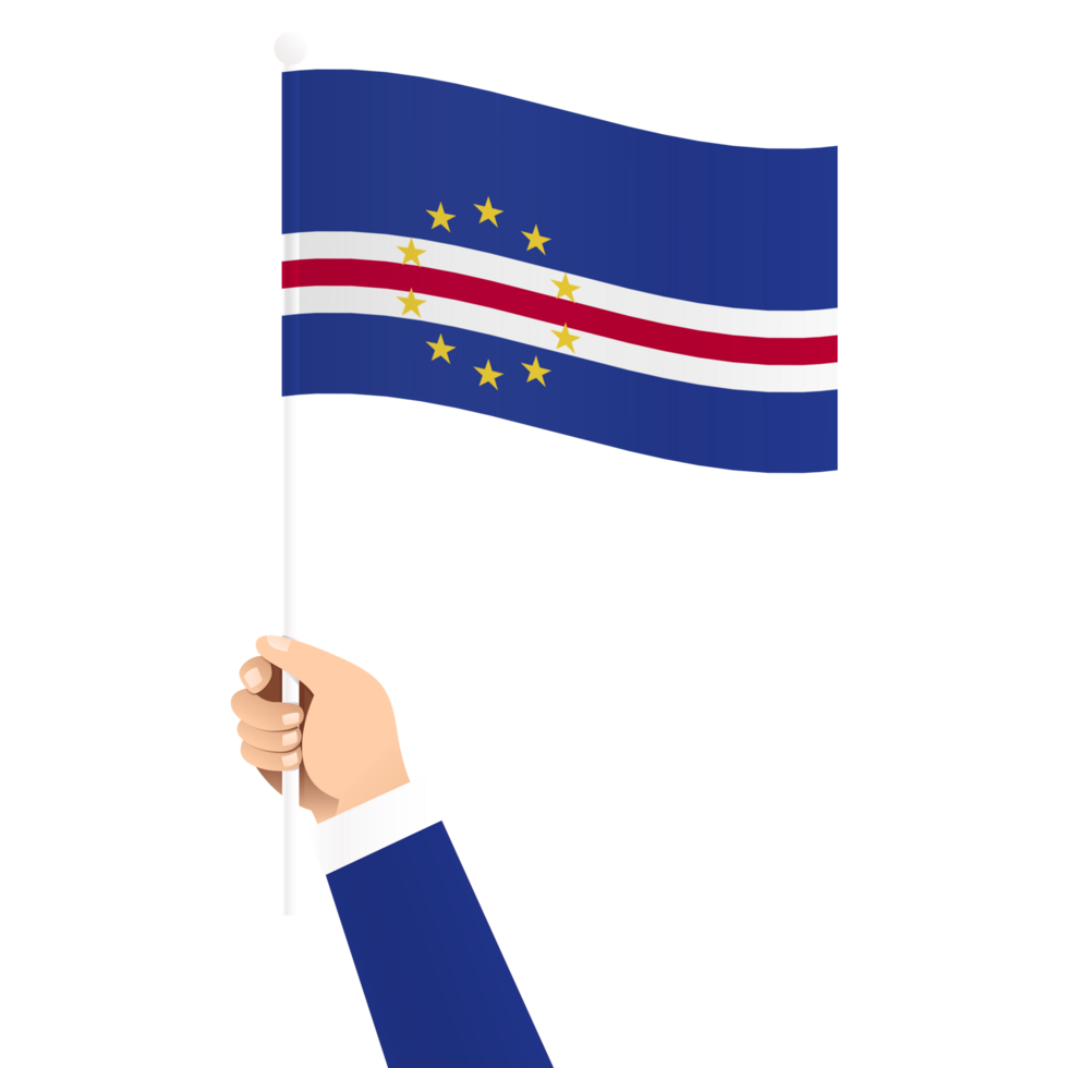 Hand Holding Cape Verde National Flag Isolated Transparent Simple Illustration png