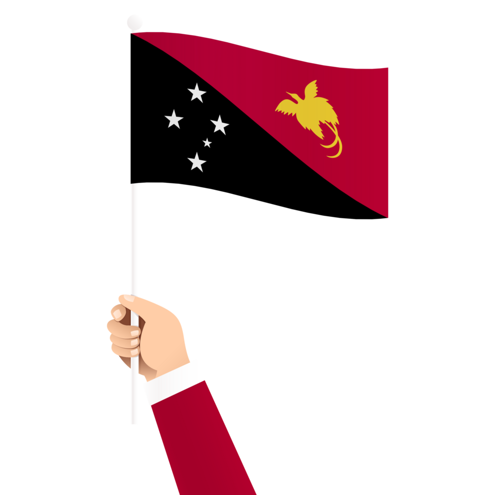 Hand Holding Papua New Guinea National Flag Isolated Transparent Simple Illustration png
