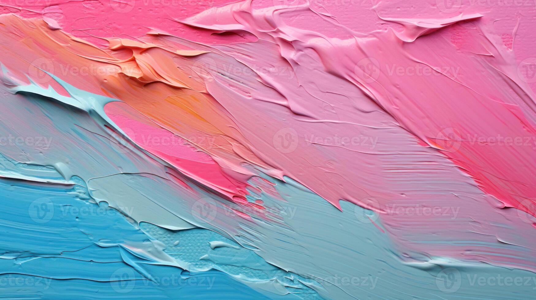 AI Generated Abstract acrylic brush paint blue pink background with impasto texture. Oil painted gradient backdrop, desktop wallpaper photo