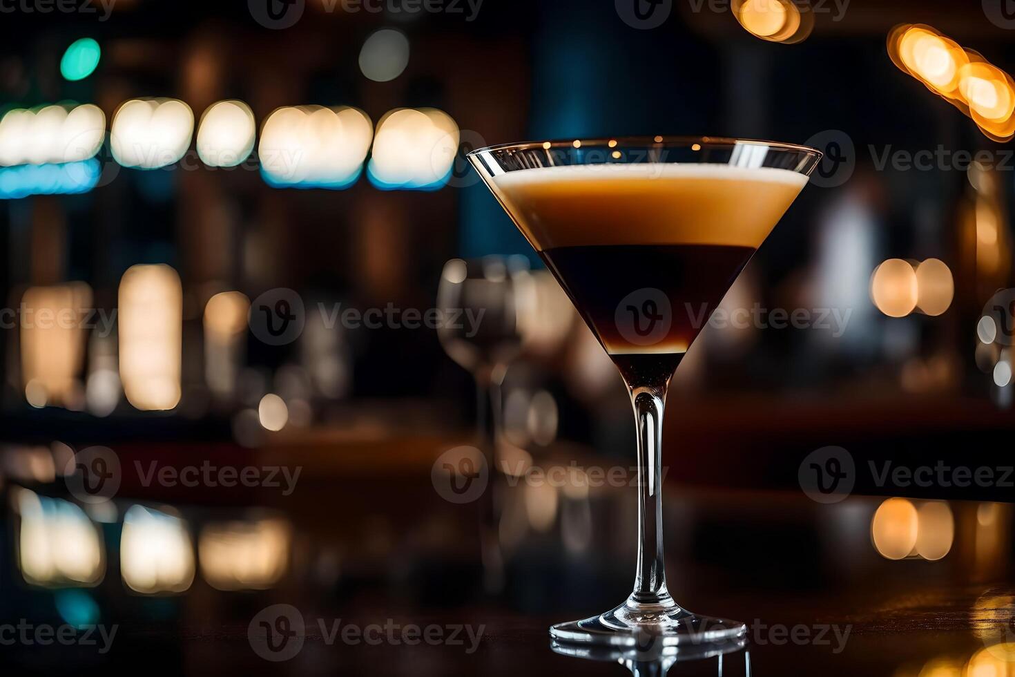 The camera zooms in on an Espresso Martini, and in the distance, there is a lovely restaurant photo
