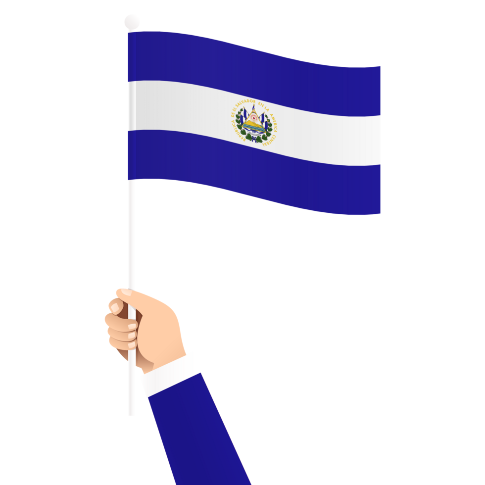 Hand Holding El Salvador National Flag Isolated Transparent Simple Illustration png