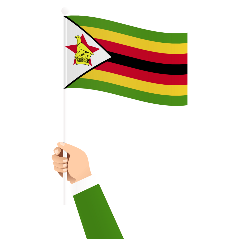 Hand Holding Zimbabwe National Flag Isolated Transparent Simple Illustration png