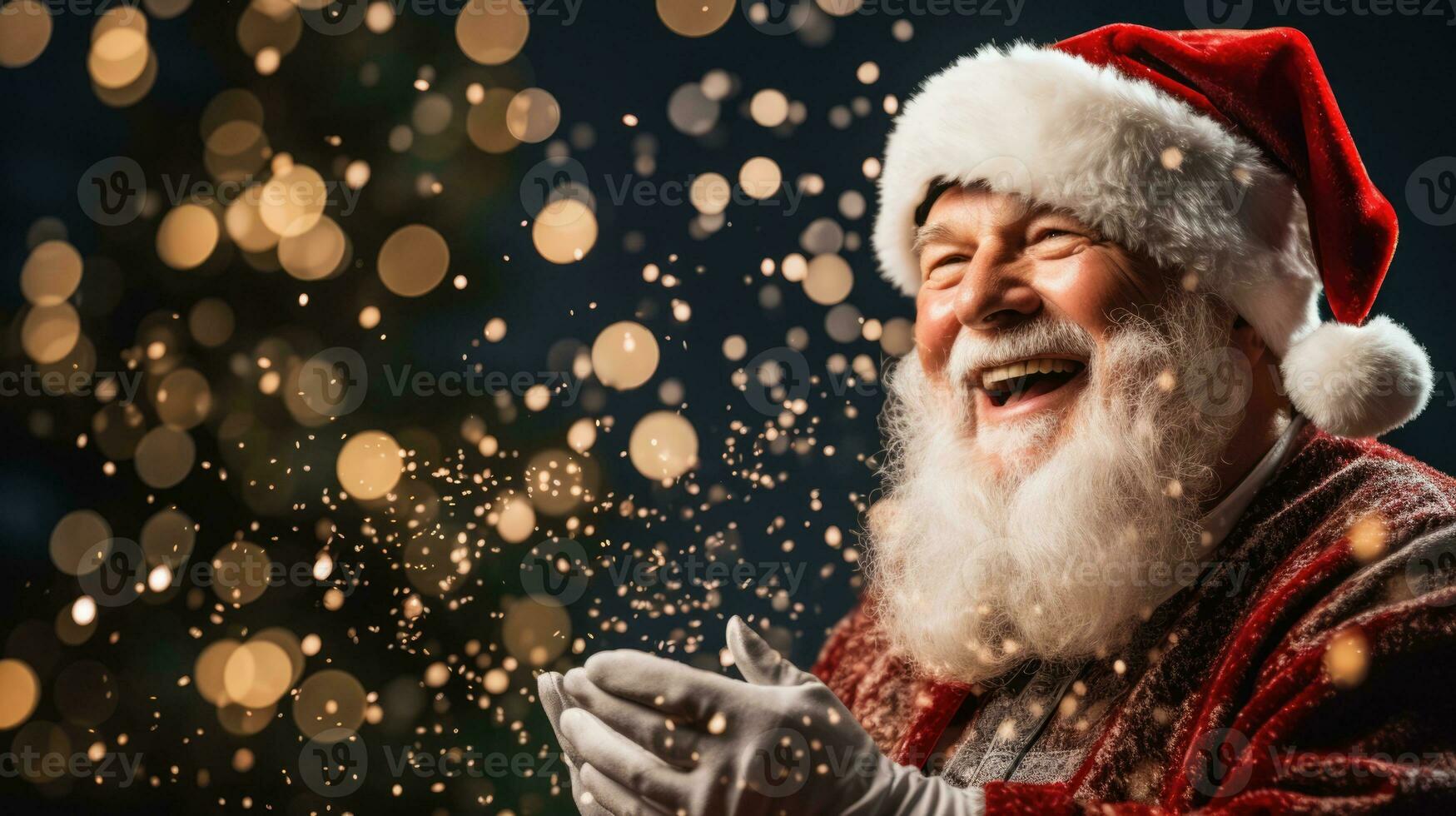 Teacher in holiday attire conducting New Year lesson background with empty space for text photo