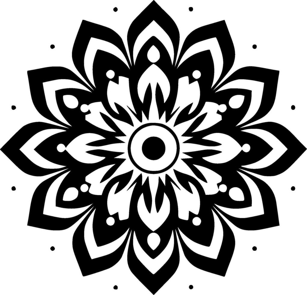 mandala - negro y blanco aislado icono - vector ilustración