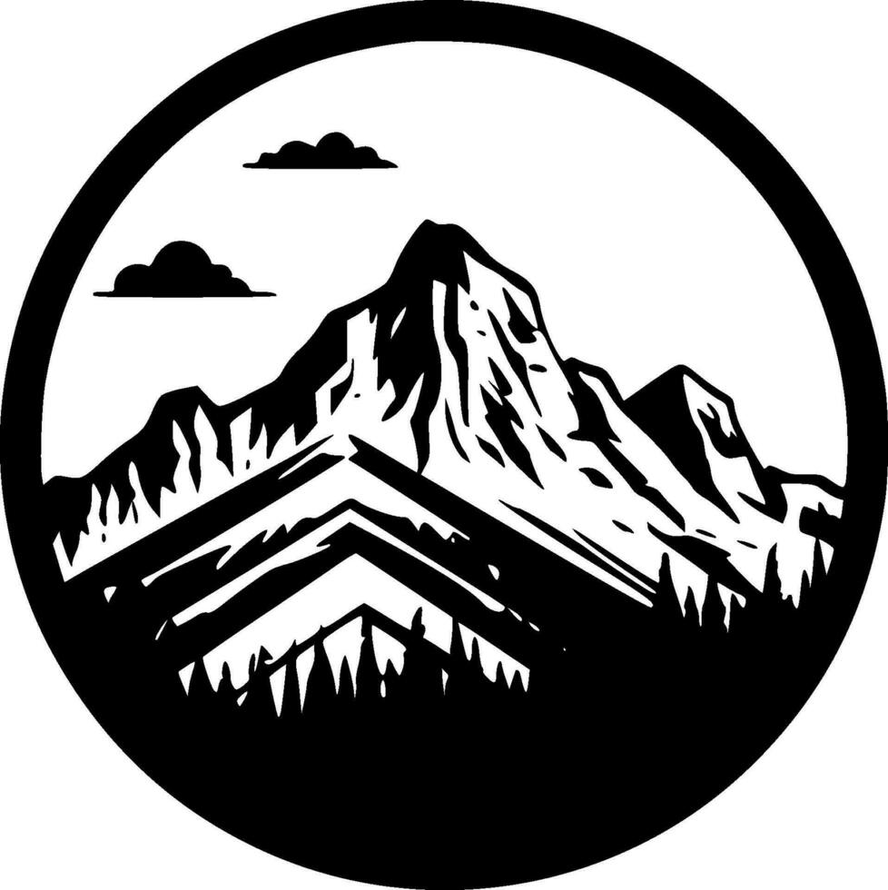 Mountains, Black and White Vector illustration