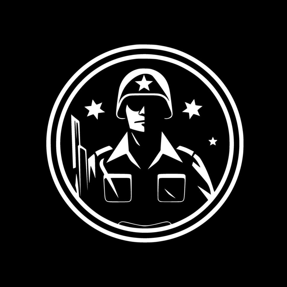 militar - negro y blanco aislado icono - vector ilustración