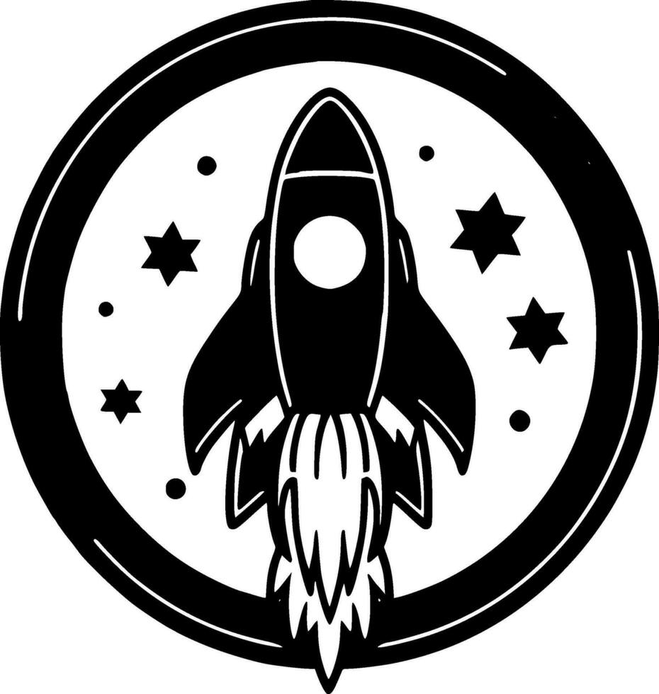 Rocket - Black and White Isolated Icon - Vector illustration