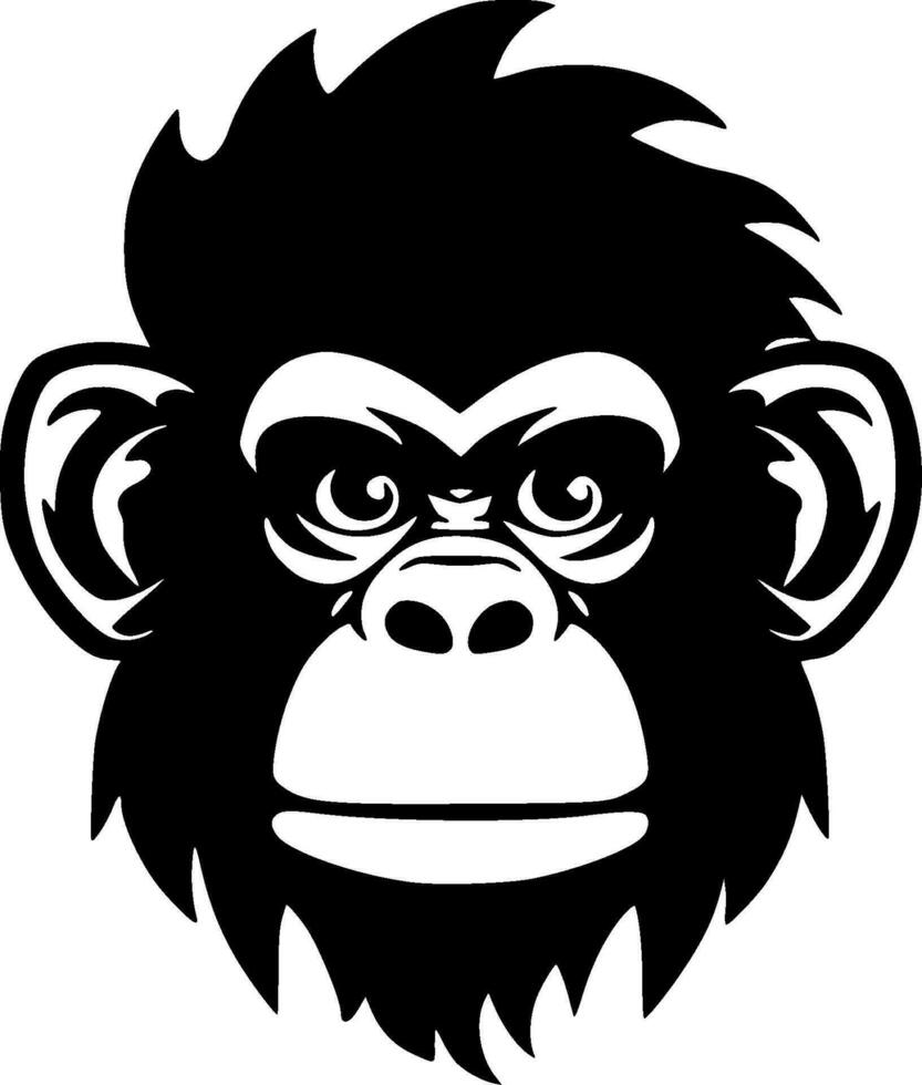 Monkey - Black and White Isolated Icon - Vector illustration