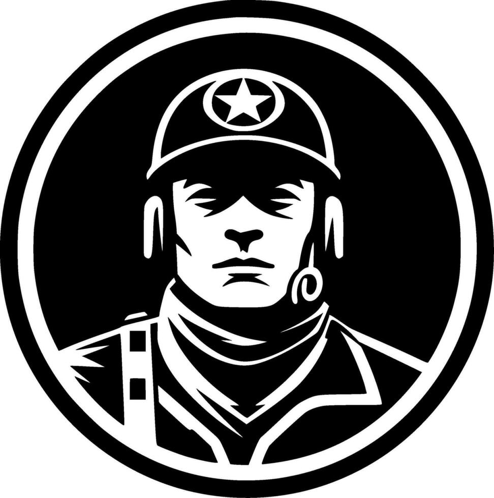 militar, negro y blanco vector ilustración