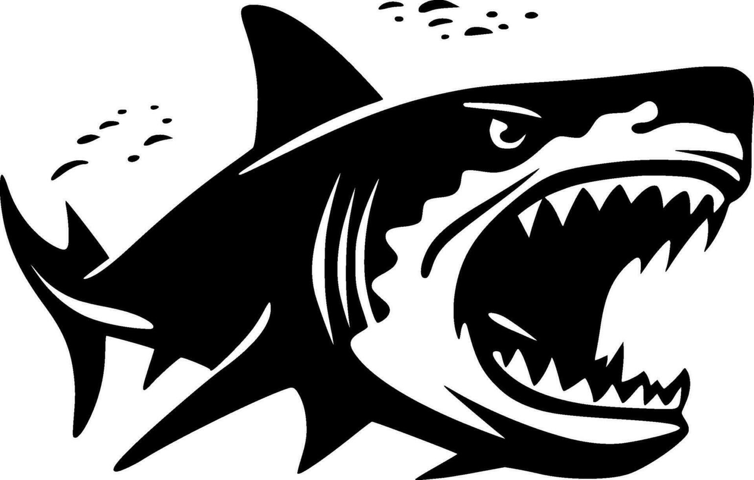 Shark, Black and White Vector illustration