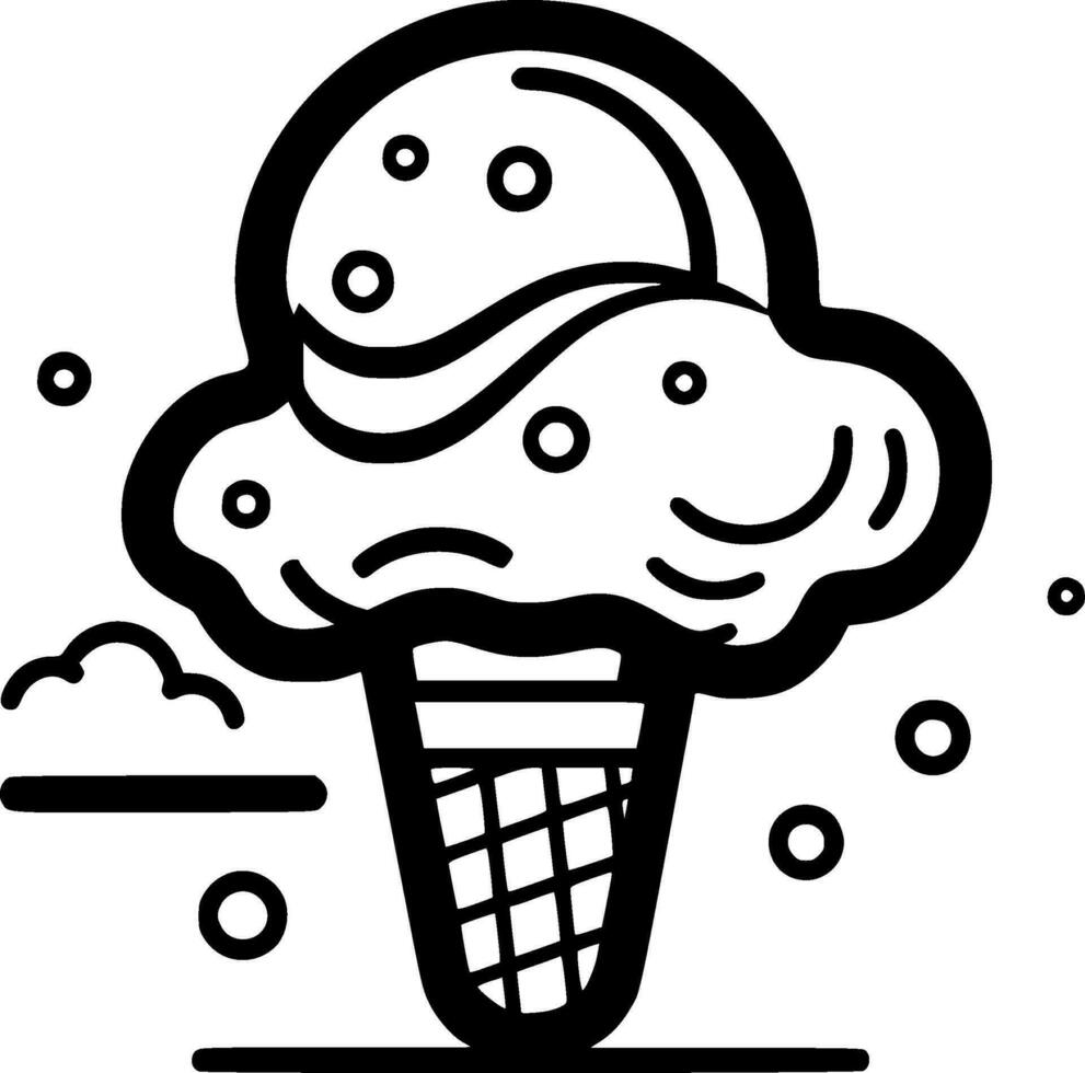 Ice Cream - Black and White Isolated Icon - Vector illustration