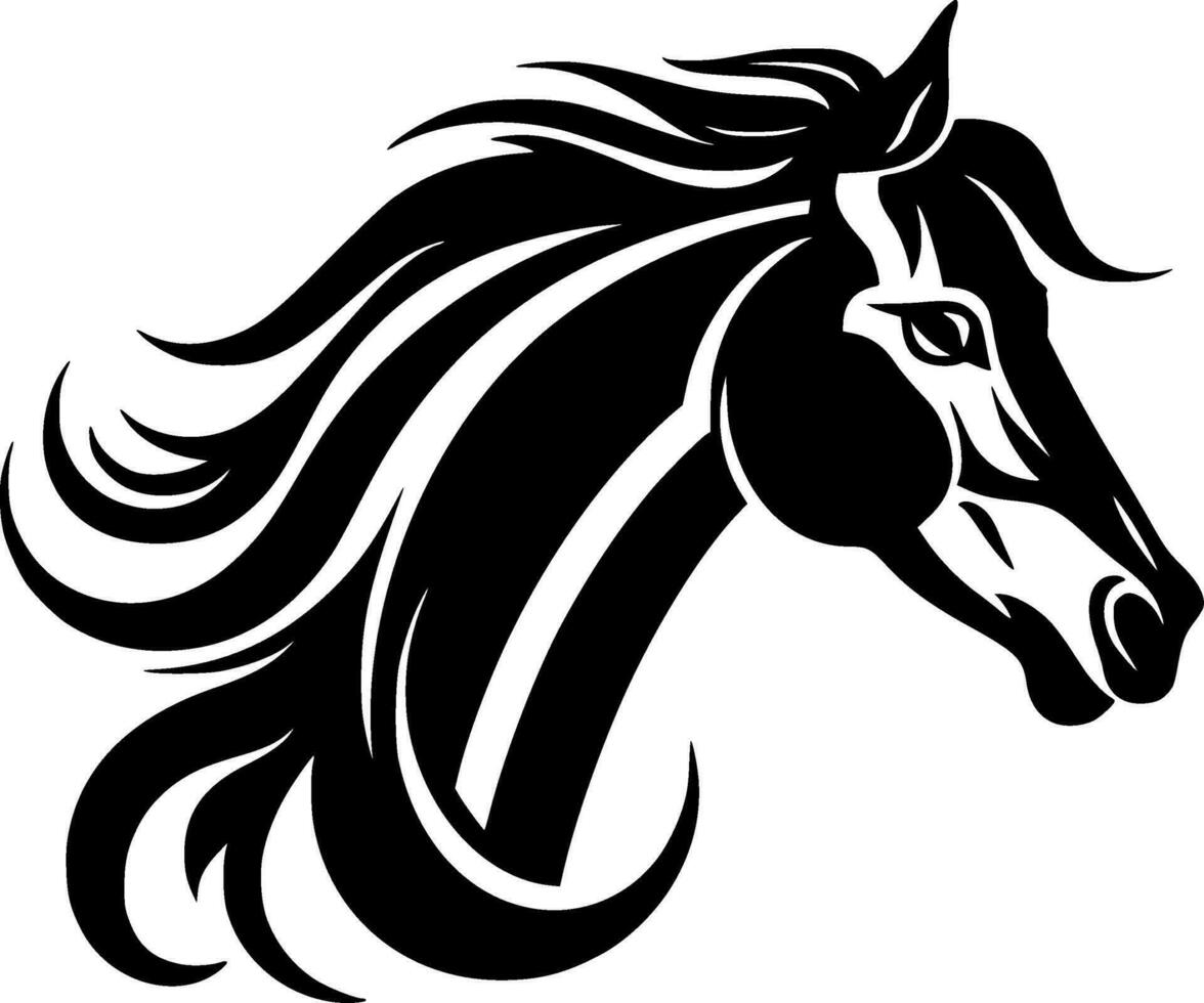 Horse, Black and White Vector illustration