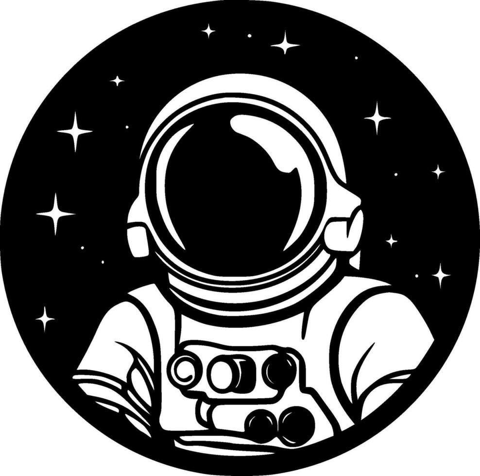 astronauta, negro y blanco vector ilustración