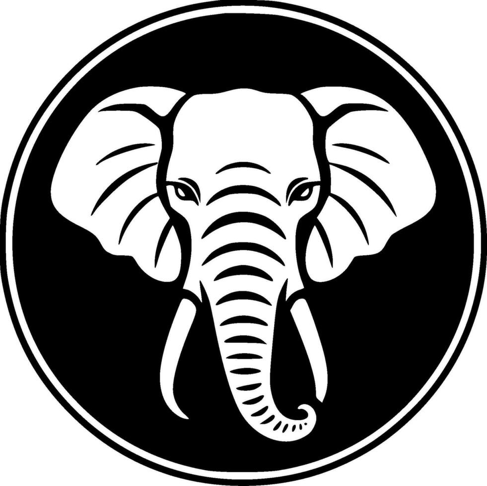 Elephant, Black and White Vector illustration