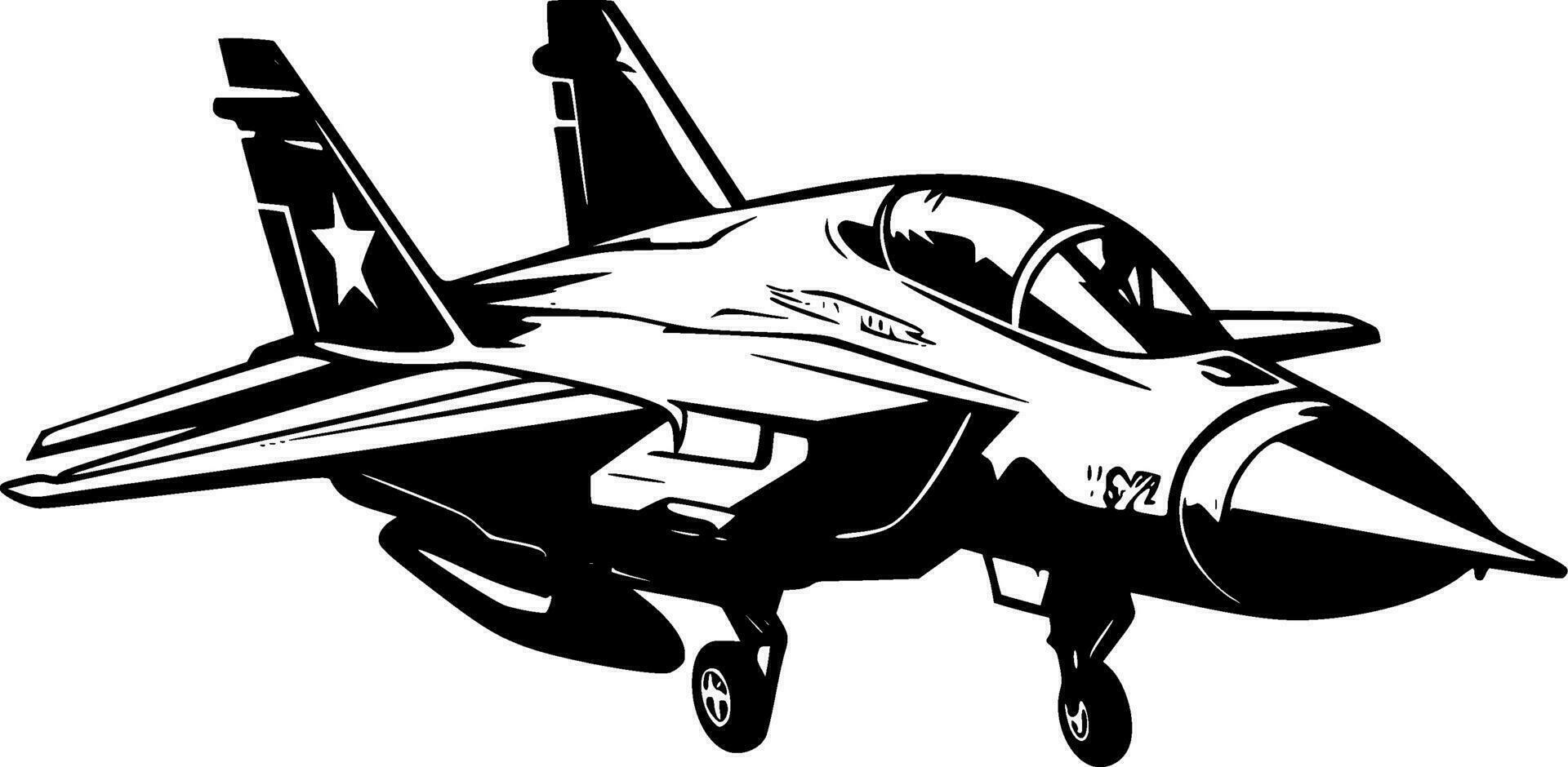 Fighter Jet, Minimalist and Simple Silhouette - Vector illustration