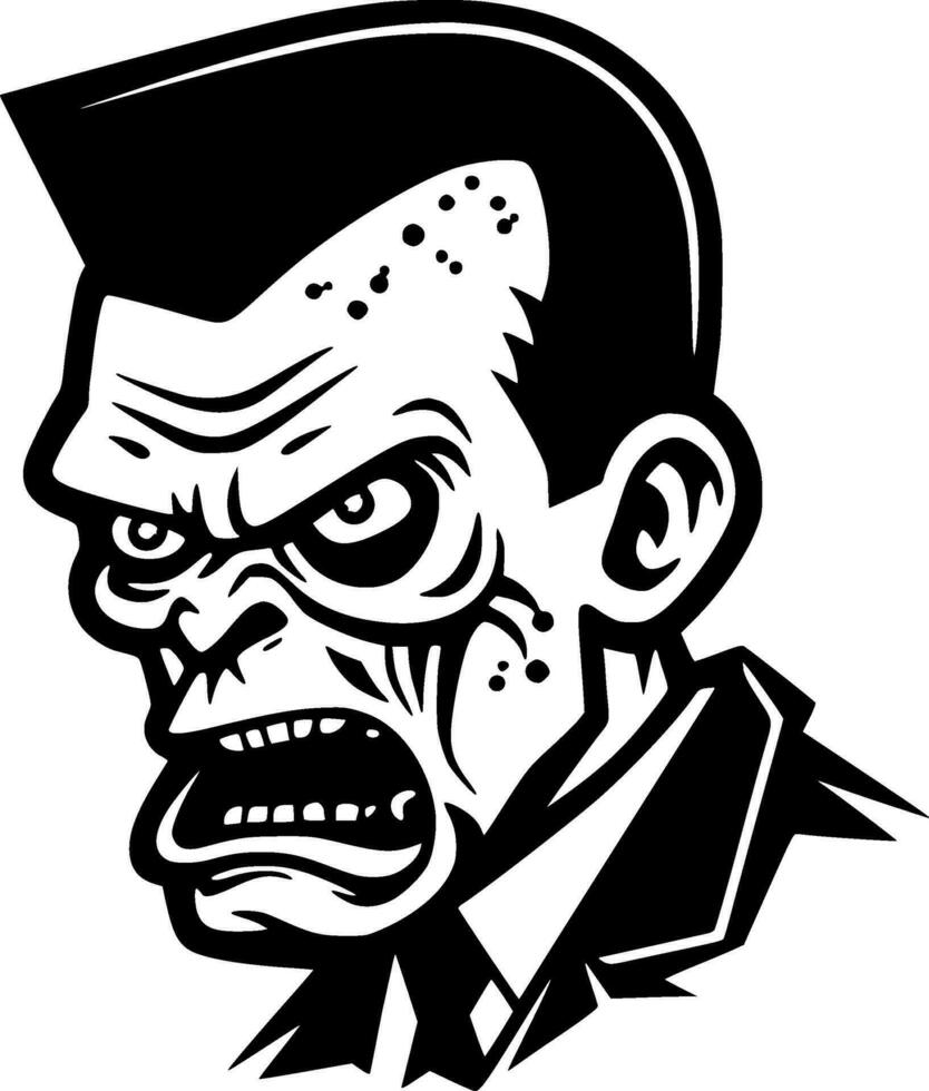 Zombie, Black and White Vector illustration