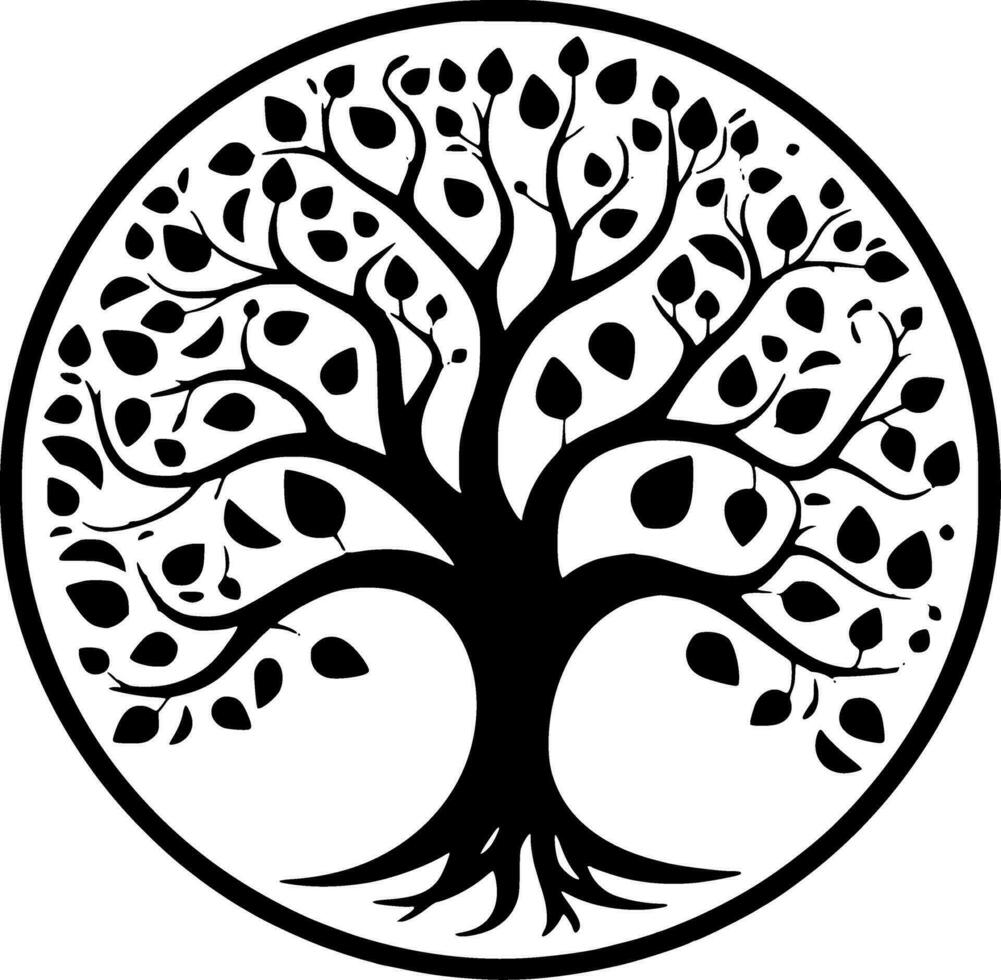 árbol, negro y blanco vector ilustración