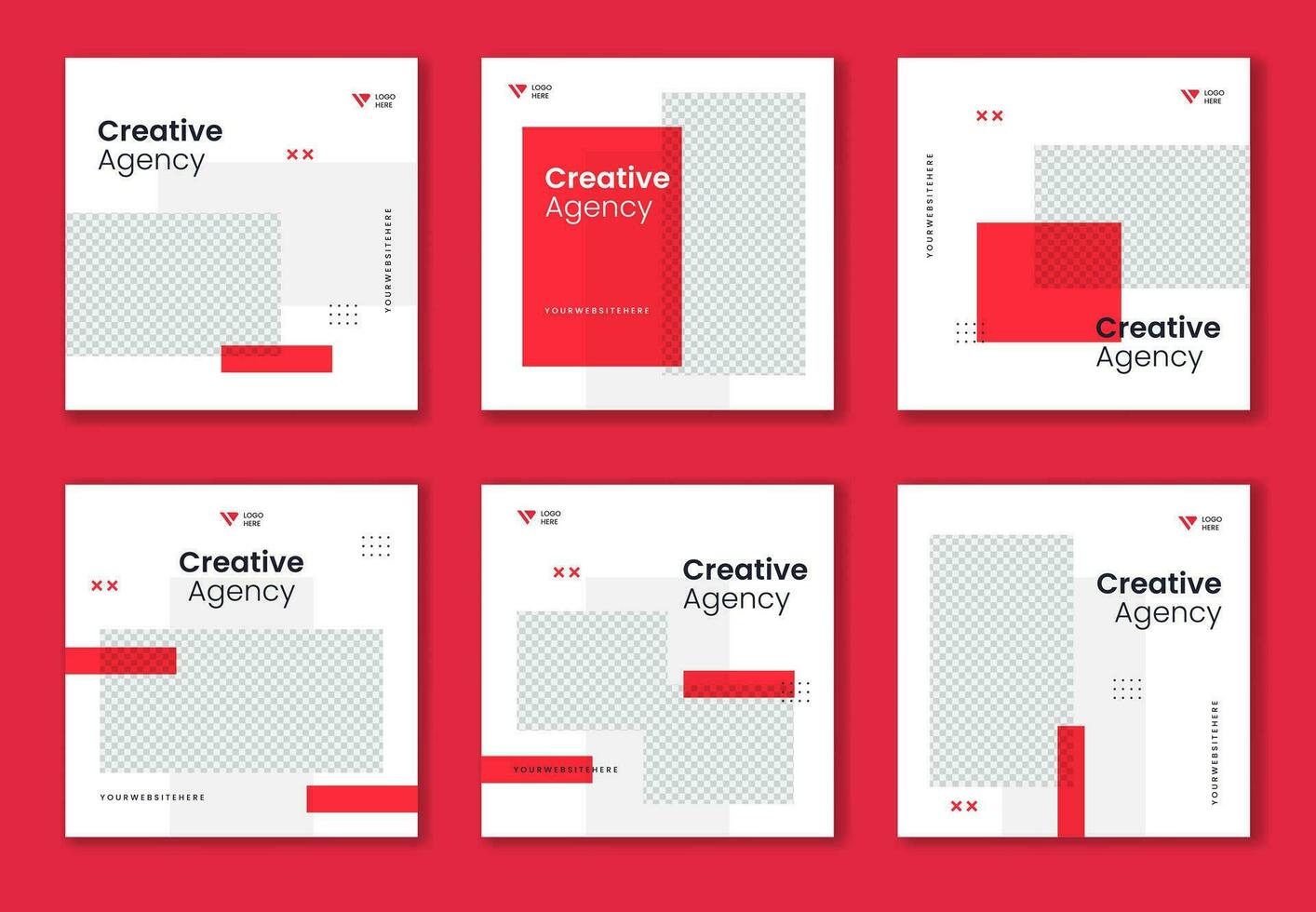 Creative social media square pattern template, Social media bundle, set of corporate post, colorful collection of business post vector