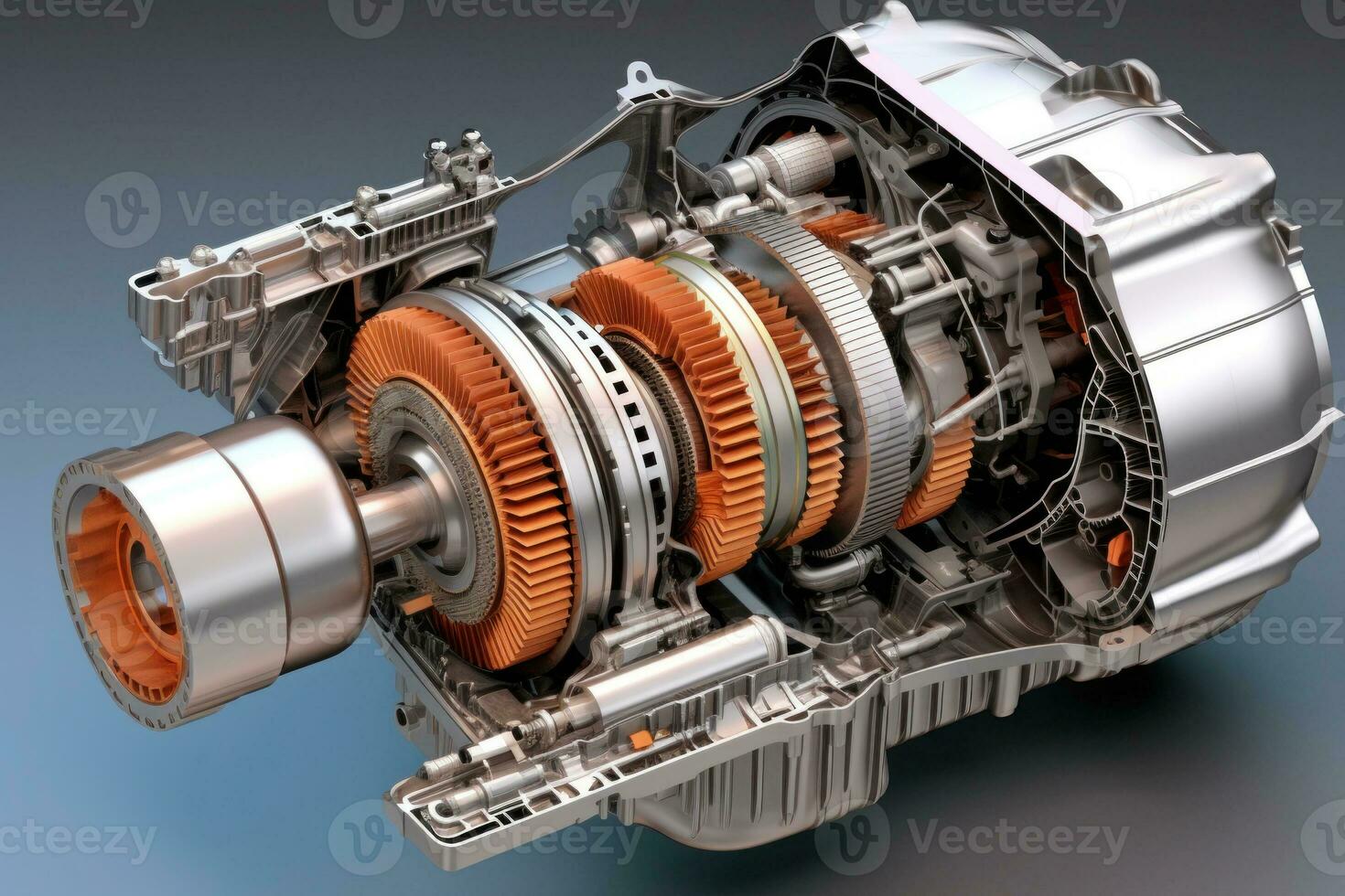 Part of transmission gearbox. Mechanism with cogwheels. Generative AI photo